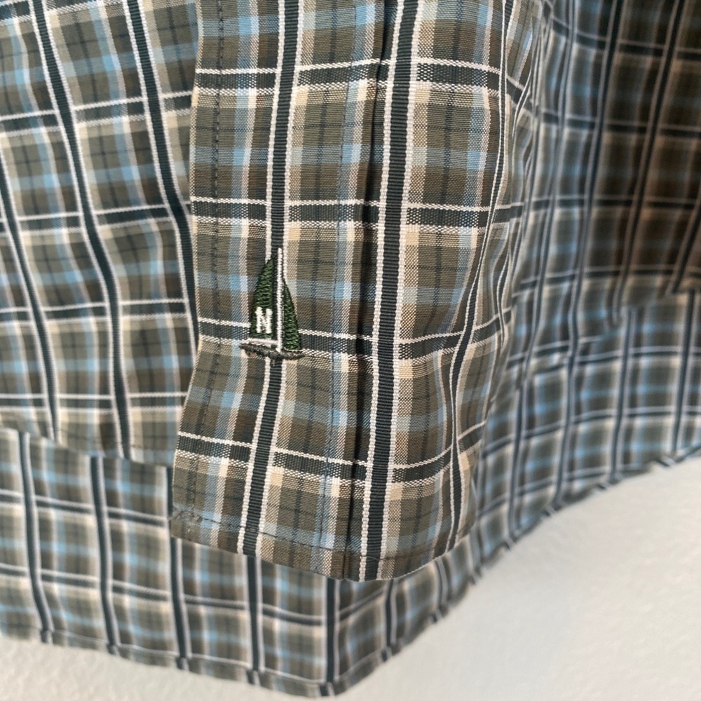 Nordstrom Men's Blue Green Plaid Short Sleeve Button Down Shirt Logo XL - Picture 5 of 12